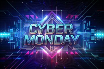Cyber Monday glowing sign with text
