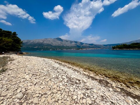 Rocky beach on the island of Badija, Croatia