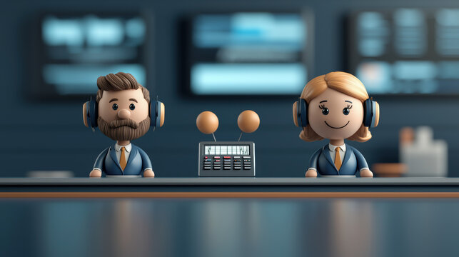 Morning news broadcast with cheerful anchors, Monday morning, staying informed