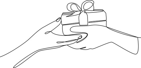 Give a special gift one line art vector illustration