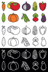 vegetable icons in outline style