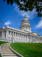 Historic Utah State Capitol in Salt Lake City, USA: The Neoclassical revival and Corinthian style landmark architecture built to survive most earthquakes