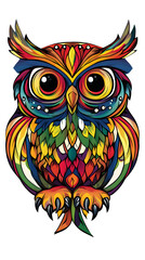 Naklejka premium Colorful owl vector on a white background, ideal for mockup designs and presentations.