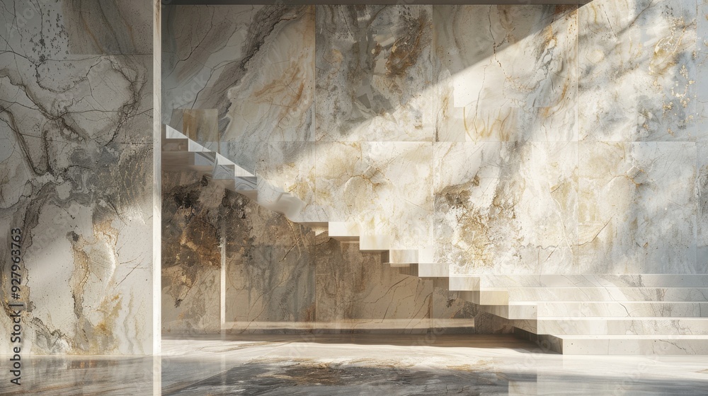 Wall mural A marble wall with natural patterns and textures, perfect for adding a touch of sophistication to any space.