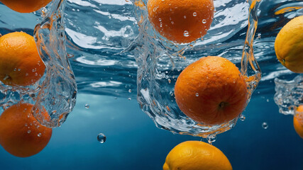 Dynamic Fruit Splash – Fresh Orange, Strawberry, and Kiwi in Water