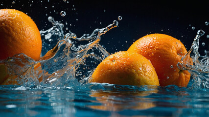 Dynamic Fruit Splash – Fresh Orange, Strawberry, and Kiwi in Water