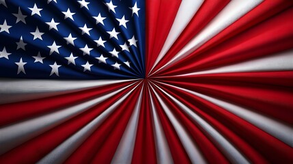 American flag with a stylized starburst effect, celebrating Independence Day, sharp contrasts, bold colors, vector graphic style