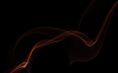 Dark abstract background with a glowing abstract waves