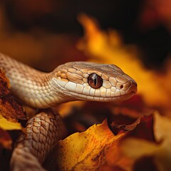 Fototapeta premium Snake isolated on autumn background