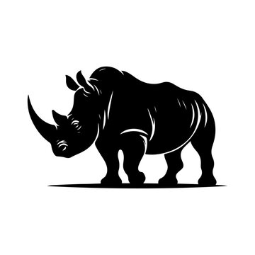 recommend clip art: Rhinoceros silhouette, vector black color silhouette solid white background 