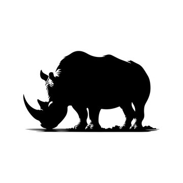 recommend clip art: Rhinoceros silhouette, vector black color silhouette solid white background 