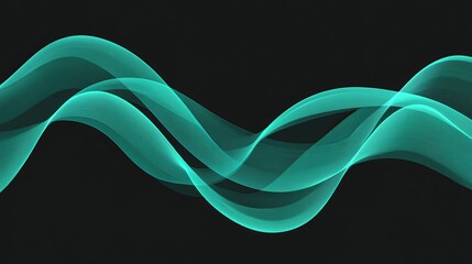 Elegant vector design of teal wavy lines on a black background, embodying minimalism and high-resolution 8K quality for modern aesthetics.