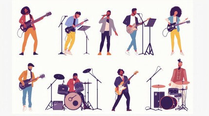 Fototapeta premium Musicians and singers perform on stage