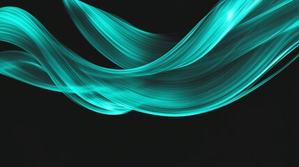 Obraz premium Elegant vector design of teal wavy lines on a black background, embodying minimalism and high-resolution 8K quality for modern aesthetics.
