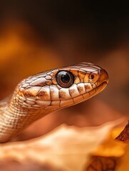 Fototapeta premium Snake isolated on autumn background