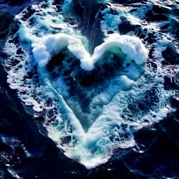 Heart-shaped ocean waves