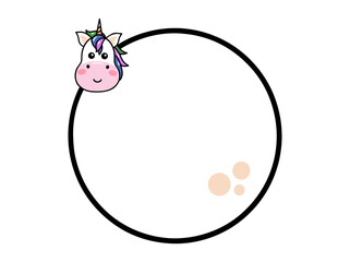 Unicorn Animal Head Circle Frame Background
