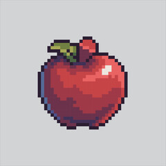 Fototapeta premium Pixel art illustration Apple Fruit. Pixelated Red Apple. Red Apple Fruit pixelated for the pixel art game and icon for website and video game. old school retro.