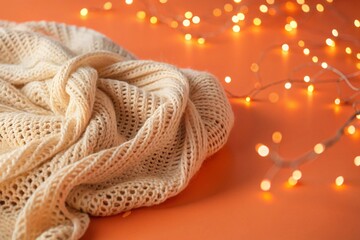 A woven texture that subtly mimics a handwoven fabric. pastel bokeh lights float across the surface.
