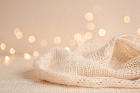 A woven texture that subtly mimics a handwoven fabric. pastel bokeh lights float across the surface.