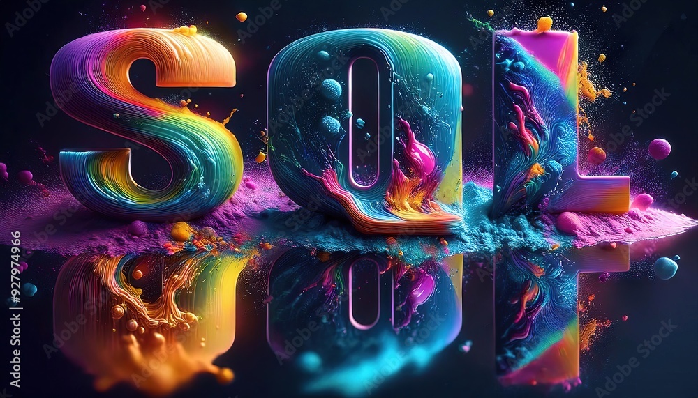 Poster dynamic sql text design with colorful effects