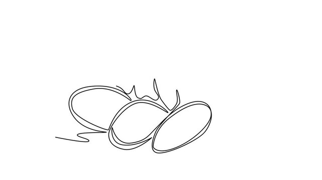 Animated self drawing of continuous line draw whole and sliced healthy organic ginger for farm logo identity. Fresh flowering plant rhizome herbaceous perennial icon. Full length single line animation
