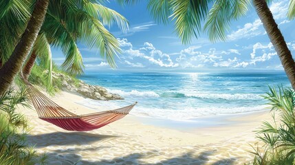 Fototapeta premium Relaxing Hammock on a Tropical Beach.