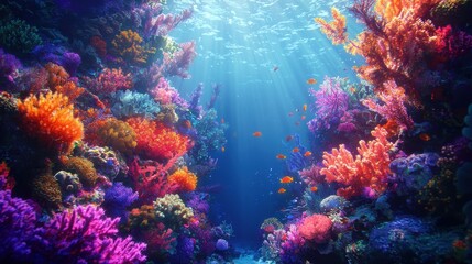 Vibrant Coral Reef with Fish.