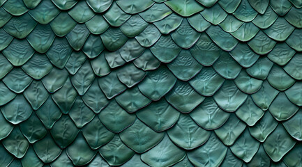 Fototapeta premium Seamless green snake skin texture pattern. Realistic style. Generative ai