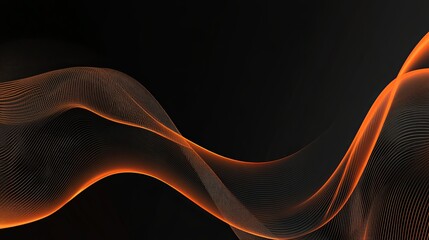 Technical vector art featuring orange wavy lines on a black background, embodying minimalist design in high-resolution 8K quality