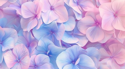 A close up of a bunch of pink and blue flowers