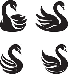 Fototapeta premium Swan Animal Silhouette Vector Image