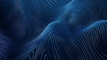 Technical vector art with blue wavy lines on a black background, embodying minimalism in high-resolution 8K quality