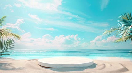 Fototapeta premium summer holiday background with palms and starfish