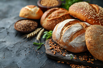 美味しそうなパンの背景素材　黒背景