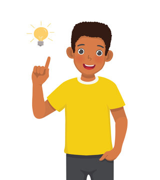 recommend clip art: Young African man got an idea raising finger up pointing
                    