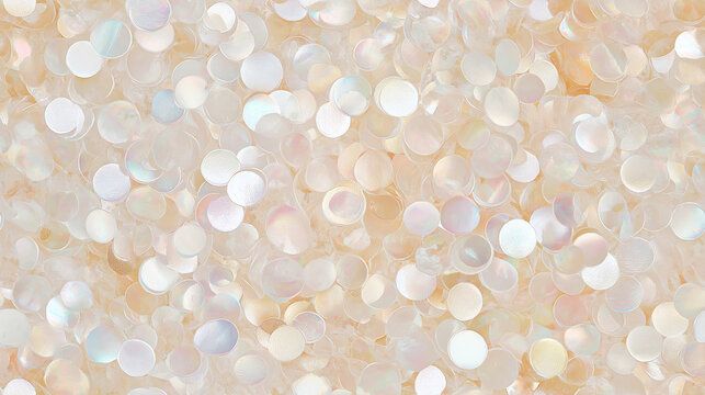 glistening pearl sequin texture with scattered opal and ivory accents