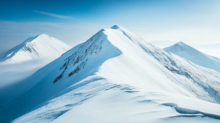 Breathtaking Landscape Photography of a Snowy Mountain Top with a Sea of Clouds, Captured with a Super Wideangle Lens for Super Clear, High Quality Clarity