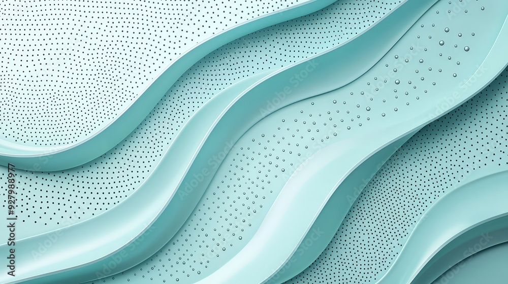 Leinwandbilder wavy mint green surfaces create a dynamic abstract design with textured patterns and droplets for a 