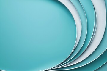 Obraz premium Curved layers of teal and white create a modern abstract composition showcasing smooth transitions and a calming aesthetic
