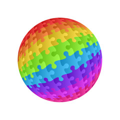 Colorful spherical puzzle stock vector isolated on white background.	