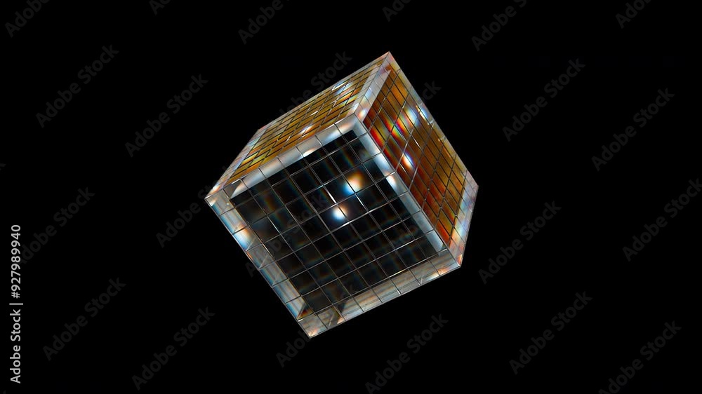 Poster technology cube with grid. computer generated 3d render