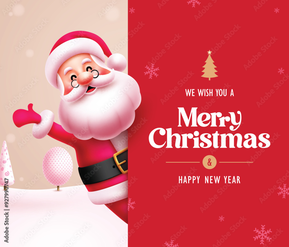 Canvas Prints christmas greeting vector card design. merry christmas greeting text in red board wish list with wav