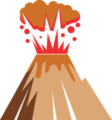 Volcanic eruption color icon. Mountain crater magma explosion