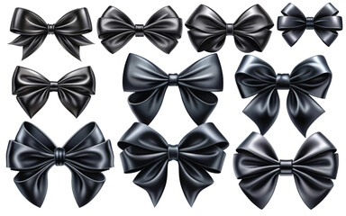 Black Bow Coquette Set vector Illustration -on white background