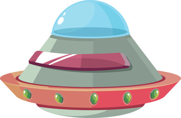 Alien spaceship cartoon icon. Ufo flying saucer