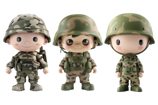 3D Army Kids Toddler on Transparent Background - Powered by Adobe