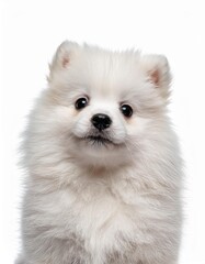 Obraz premium 日本スピッツの子犬のポートレート（Japanese Spitz puppy portrait on white background） 
