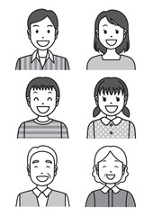 笑顔の老若男女-グレー