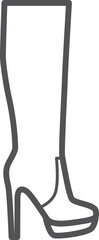 High boot on heel. Female footwear fashion icon
